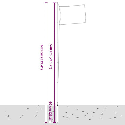 Flagge Deutschlands mit Mast 6,08 m Aluminium