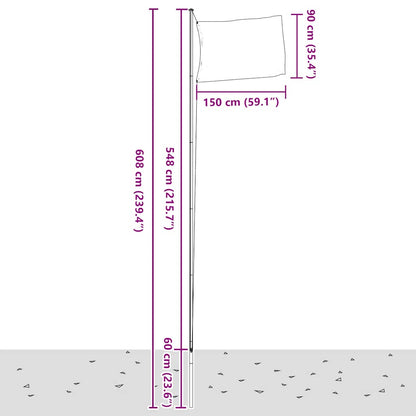 Flagge Großbritanniens mit Mast 6,08 m Aluminium