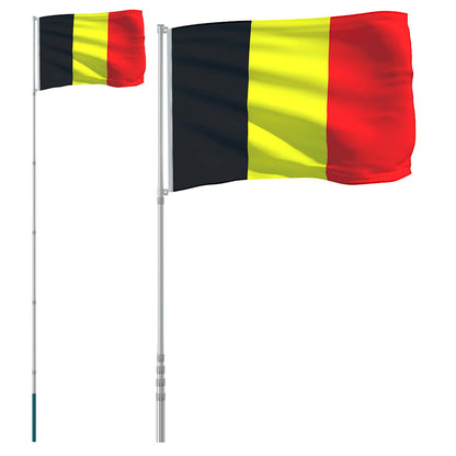 Flagge Belgiens mit Mast 5,5 m Aluminium
