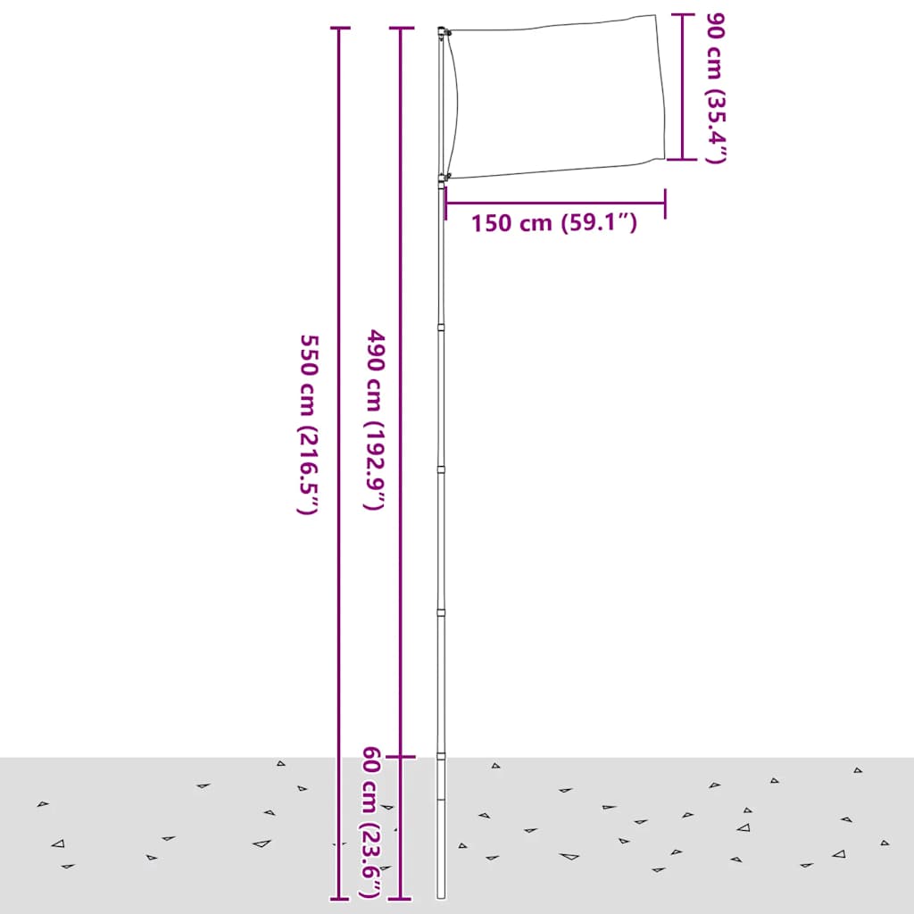Flagge Deutschlands mit Mast 5,5 m Aluminium