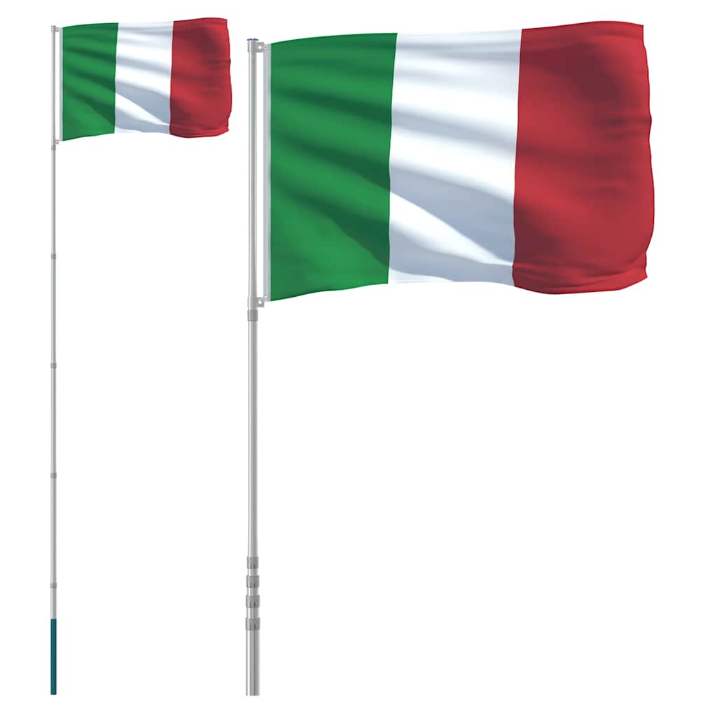 Flagge Italiens mit Mast 5,5 m Aluminium