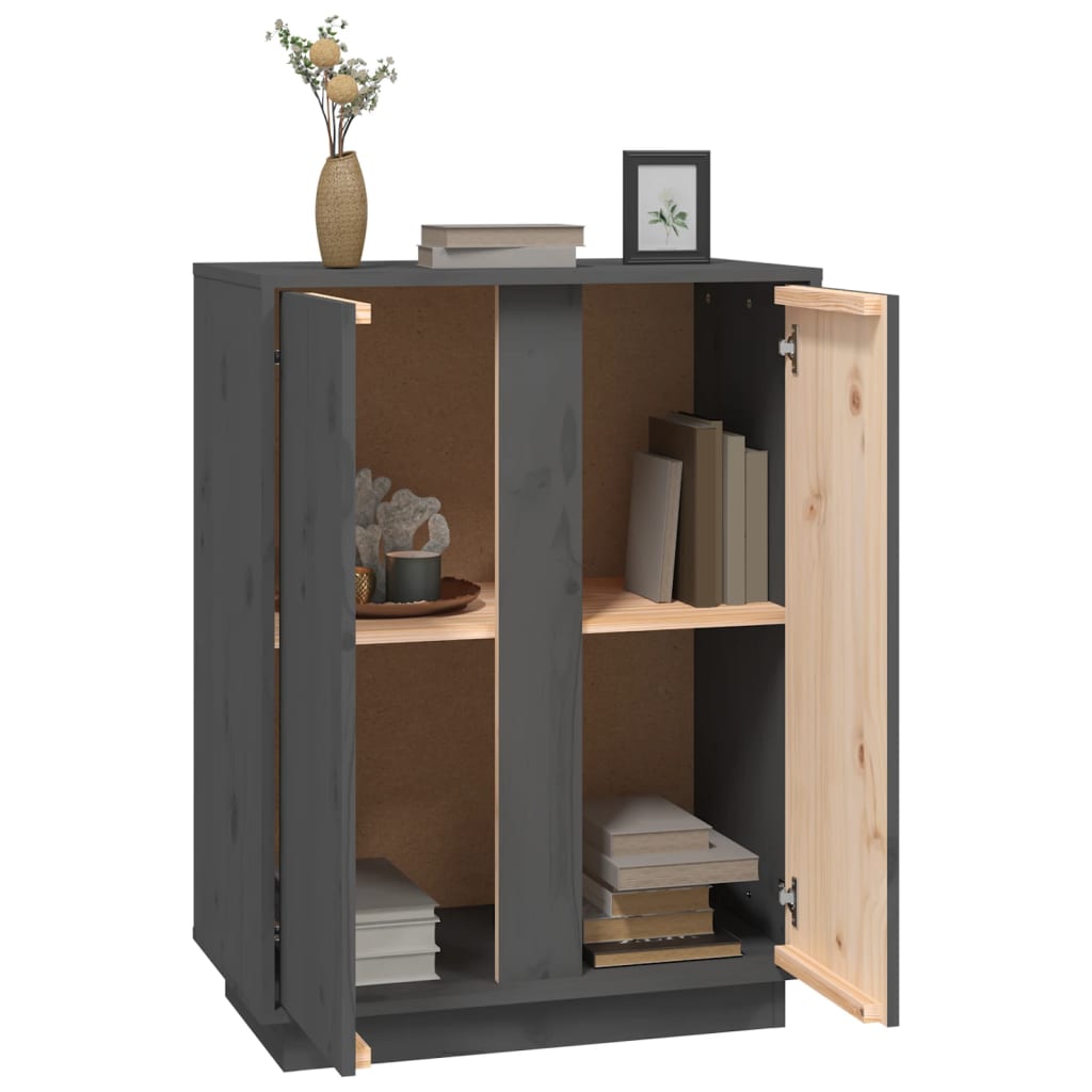 Sideboard Grau 60x35x80 cm Massivholz Kiefer