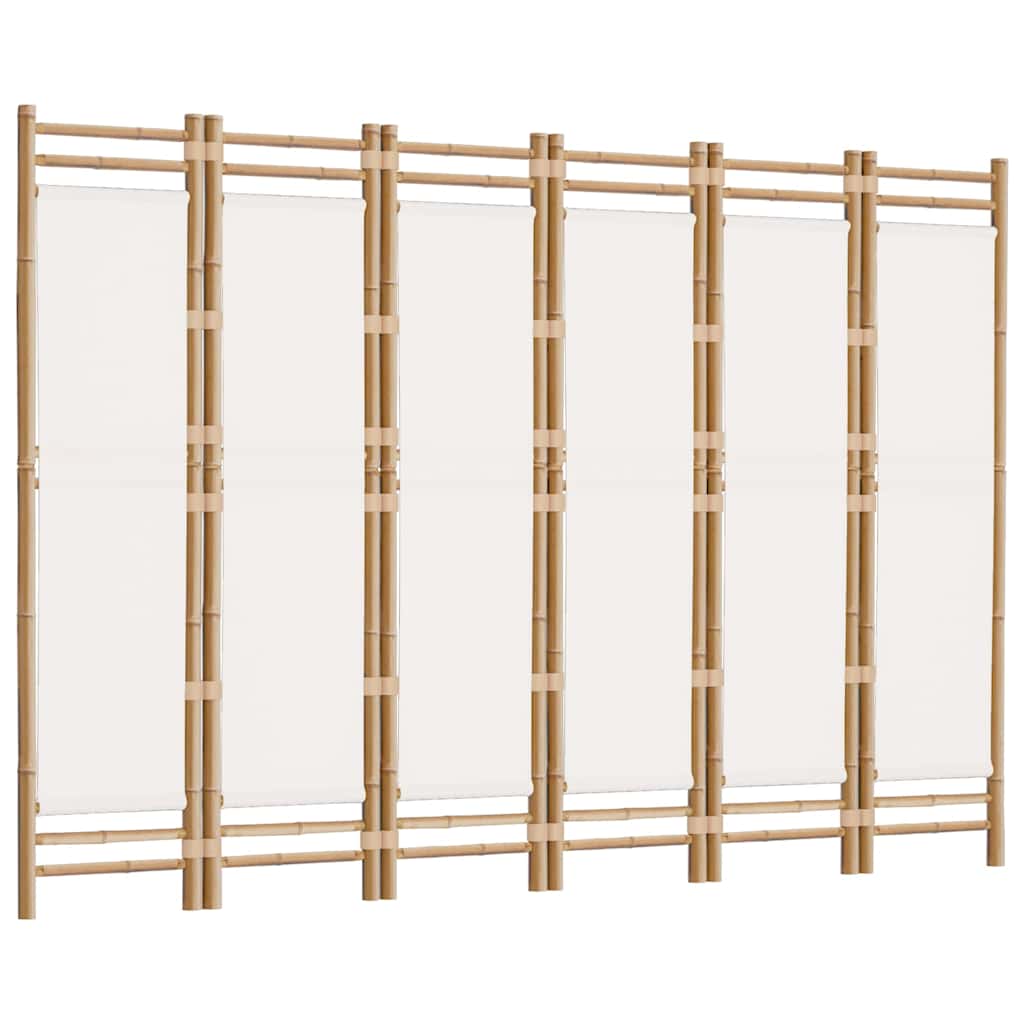 6-tlg. Paravent Faltbar 240 cm Bambus und Canvas