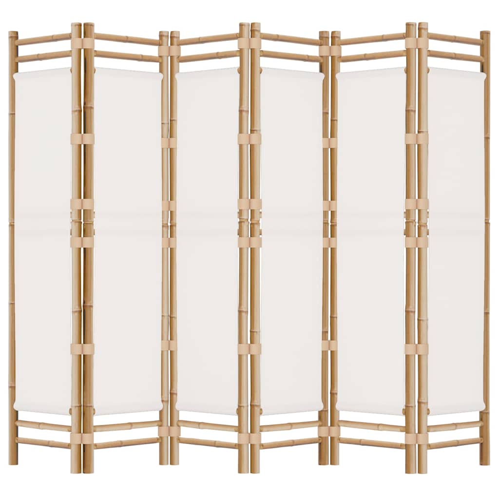 6-tlg. Paravent Faltbar 240 cm Bambus und Canvas