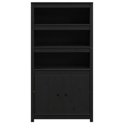 Highboard Schwarz 80x35x154 cm Massivholz Kiefer
