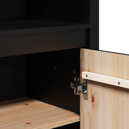 Highboard Schwarz 80x35x154 cm Massivholz Kiefer