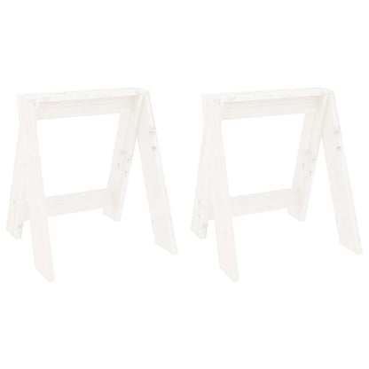 Hocker 2 Stk. Weiß 40x40x45 cm Massivholz Kiefer