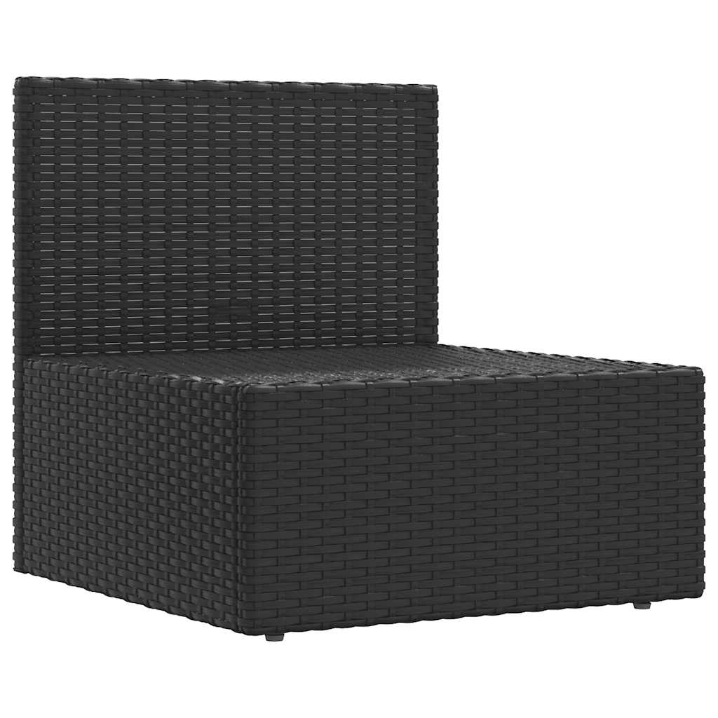 Garten-Mittelsofa mit Kissen Schwarz Poly Rattan