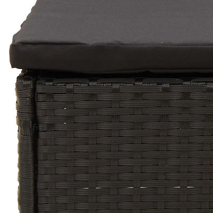 Garten-Mittelsofa mit Kissen Schwarz Poly Rattan