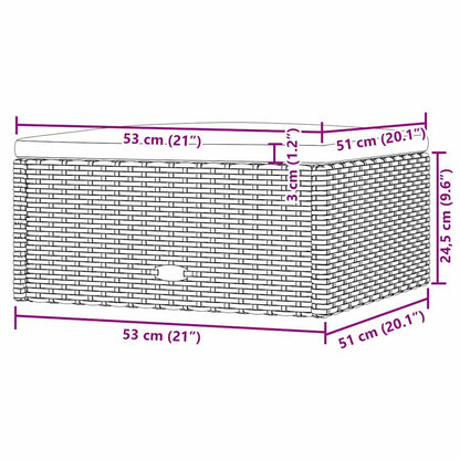 Gartenhocker mit Kissen Schwarz Poly Rattan
