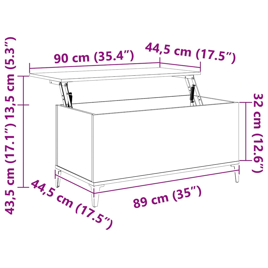 Couchtisch Schwarz 90x44,5x45 cm Holzwerkstoff