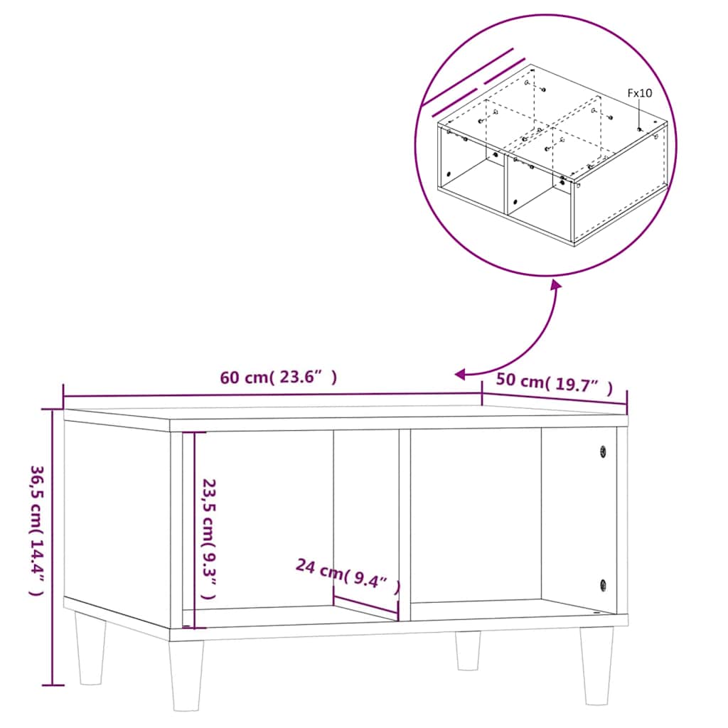 Couchtisch Hochglanz-Weiß 60x50x36,5 cm Holzwerkstoff