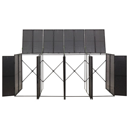 Mülltonnenbox für 4 Tonnen Schwarz 274x80x117 cm Poly Rattan