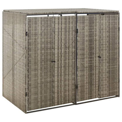 Mülltonnenbox für 2 Tonnen Grau 140x80x117 cm Poly Rattan