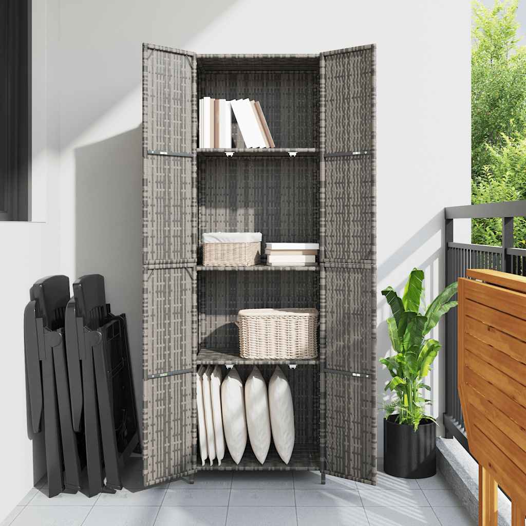 Gartenschrank Grau 59x40x180 cm Poly Rattan