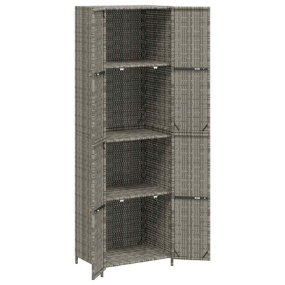 Gartenschrank Grau 59x40x180 cm Poly Rattan