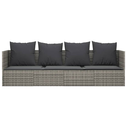 Outdoor-Loungebett mit Kissen Grau Poly Rattan