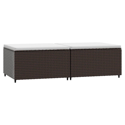 Gartenhocker mit Kissen 2 Stk. Braun Poly Rattan