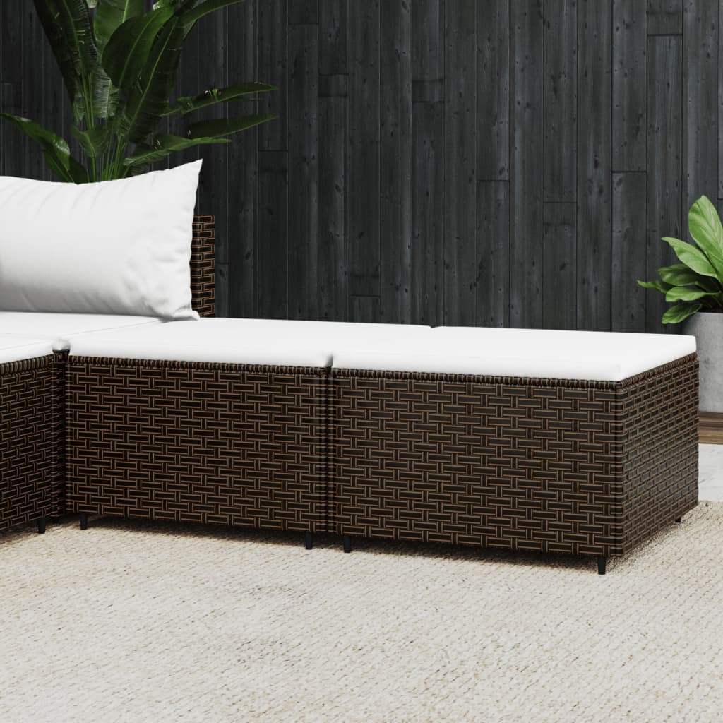 Gartenhocker mit Kissen 2 Stk. Braun Poly Rattan