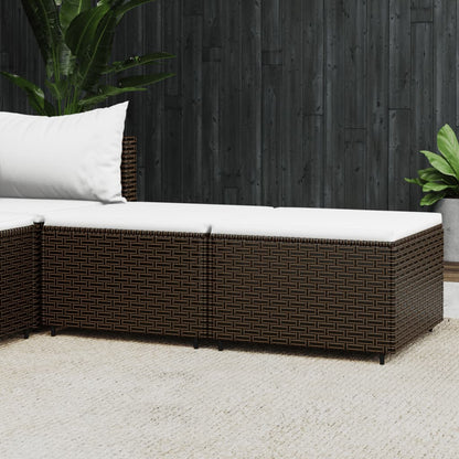 Gartenhocker mit Kissen 2 Stk. Braun Poly Rattan