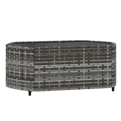 4-tlg. Garten-Lounge-Set mit Kissen Grau Poly Rattan