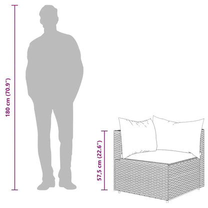 4-tlg. Garten-Lounge-Set mit Kissen Braun Poly Rattan