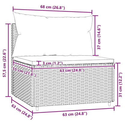 Garten-Mittelsofa mit Kissen Braun Poly Rattan
