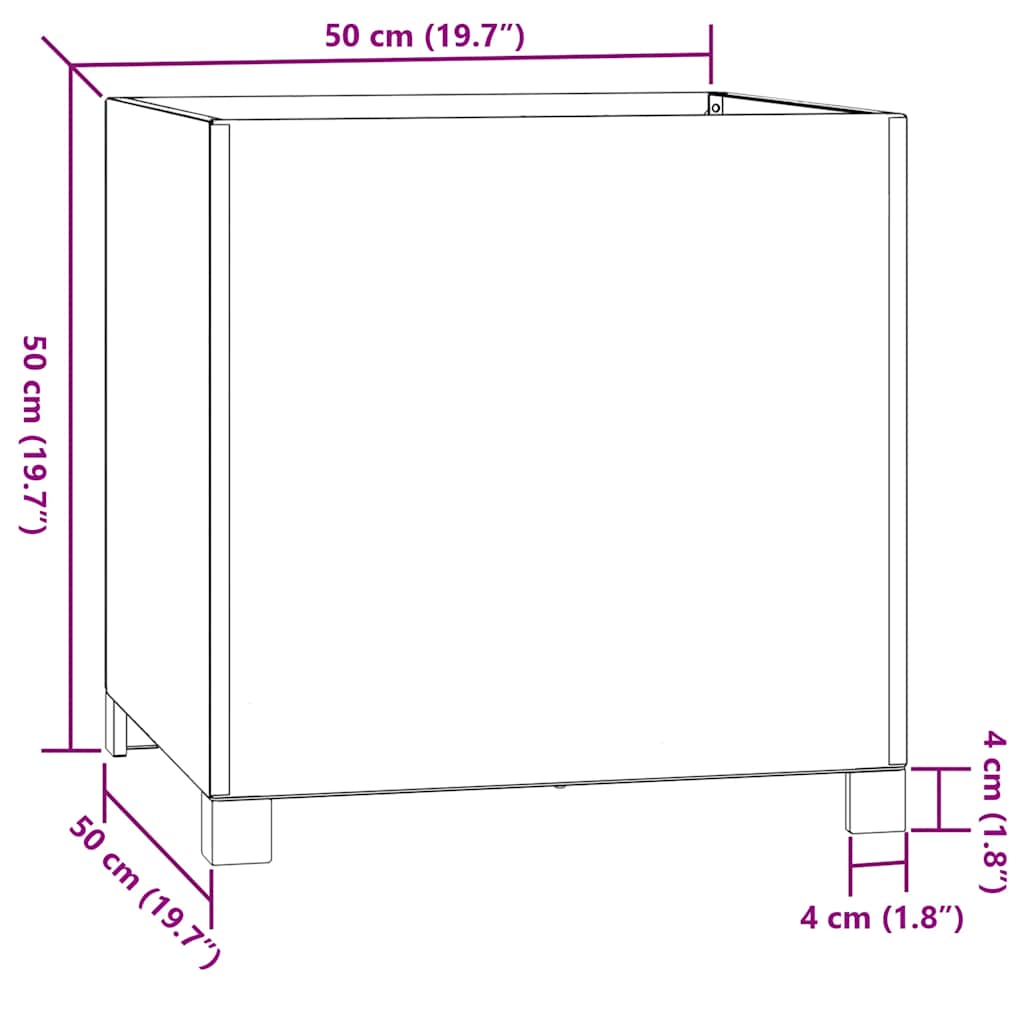 Pflanzkübel mit Beinen Rostig 50x50x50 cm Cortenstahl