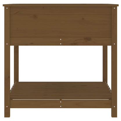 Pflanzkübel mit Ablage Honigbraun 82,5x82,5x81 cm Kiefernholz