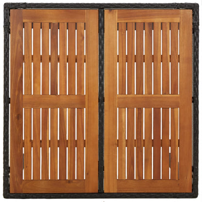 Gartentisch mit Holzplatte Schwarz 90x90x75 cm Poly Rattan