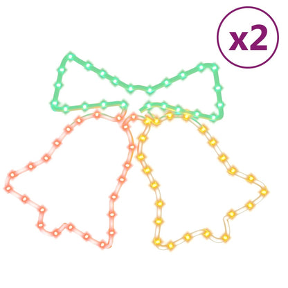 LED-Silhouetten 2 Stk. Weihnachtsglocken mit 72 LEDs 50x56 cm