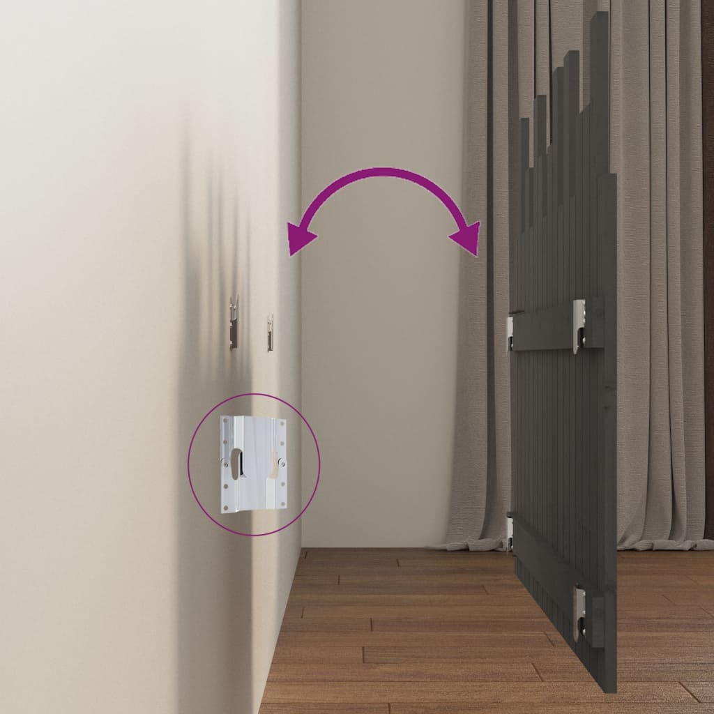 Wand-Kopfteil Grau 108x3x80 cm Massivholz Kiefer