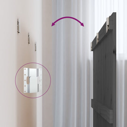 Wand-Kopfteil Grau 140x3x90 cm Massivholz Kiefer