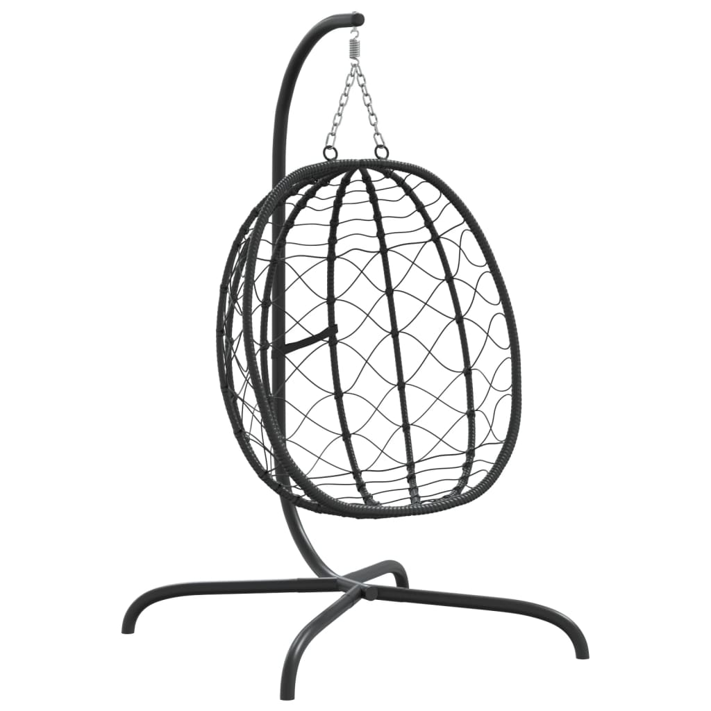 Hängesessel mit Kissen Cremeweiß Poly Rattan & Stahl