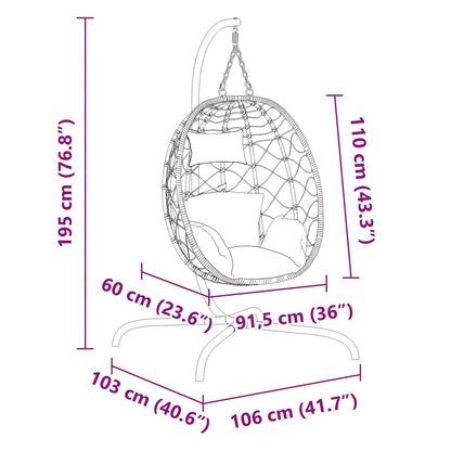 Hängesessel mit Kissen Taupe Poly Rattan & Stahl