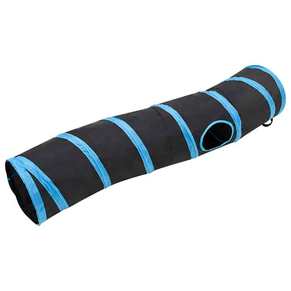 Katzentunnel in S-Form Schwarz und Blau 122 cm Polyester