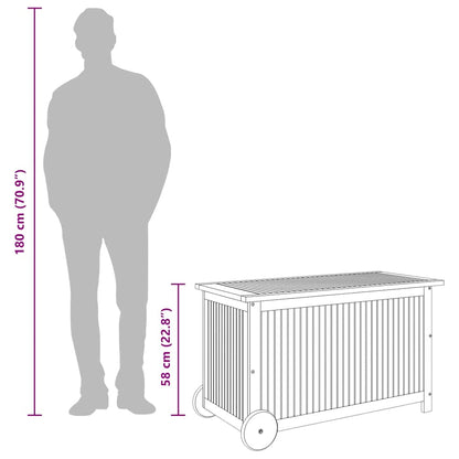 Gartentruhe mit Rollen 90x50x58 cm Massivholz Akazie