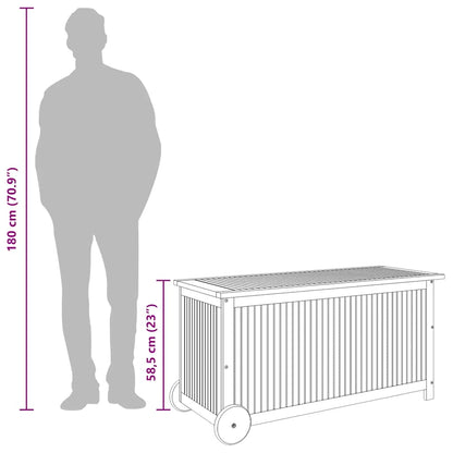 Gartentruhe mit Rollen 113x50x58 cm Massivholz Akazie