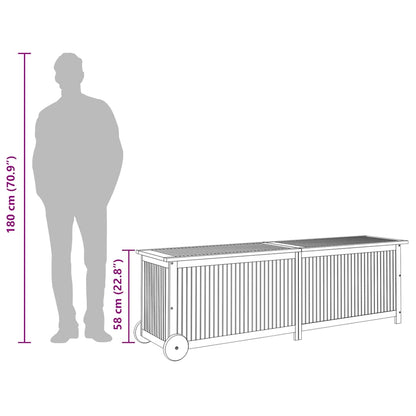 Gartentruhe mit Rollen 150x50x58 cm Massivholz Akazie