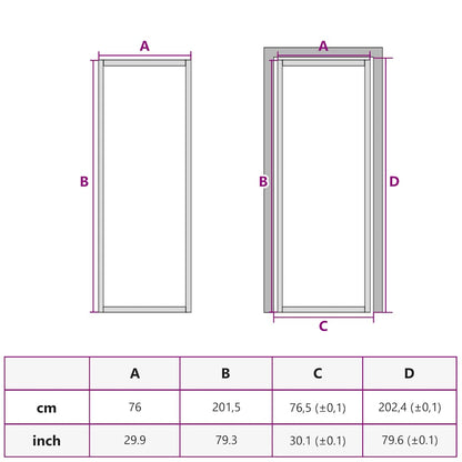 Innentür Schwarz 76x201,5 cm Hartglas & Aluminium Schlank