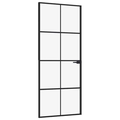 Innentür Schwarz 83x201,5 cm Hartglas & Aluminium Schlank