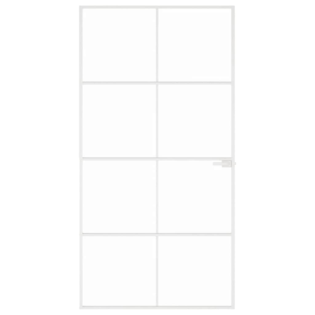 Innentür Weiß 102x201,5 cm Hartglas & Aluminium Schlank