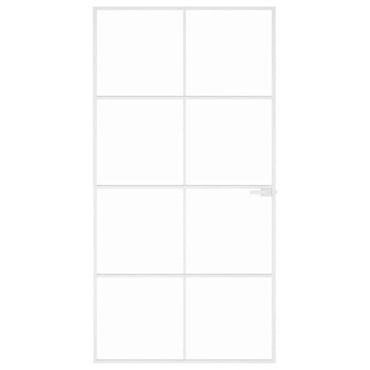 Innentür Weiß 102x201,5 cm Hartglas & Aluminium Schlank