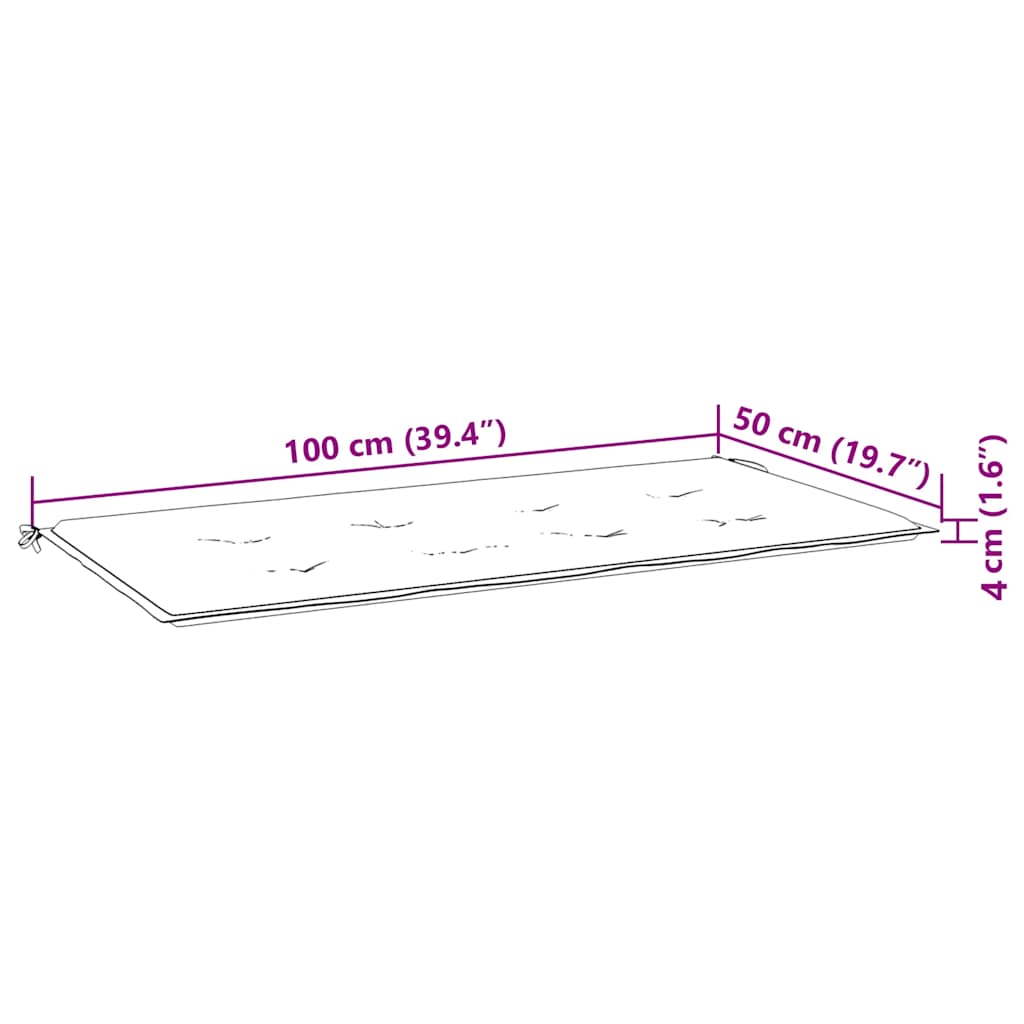 Gartenbank-Auflage Blattmuster 100x50x4 cm Oxford-Gewebe
