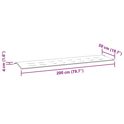 Gartenbank-Auflage Blattmuster 200x50x4 cm Stoff