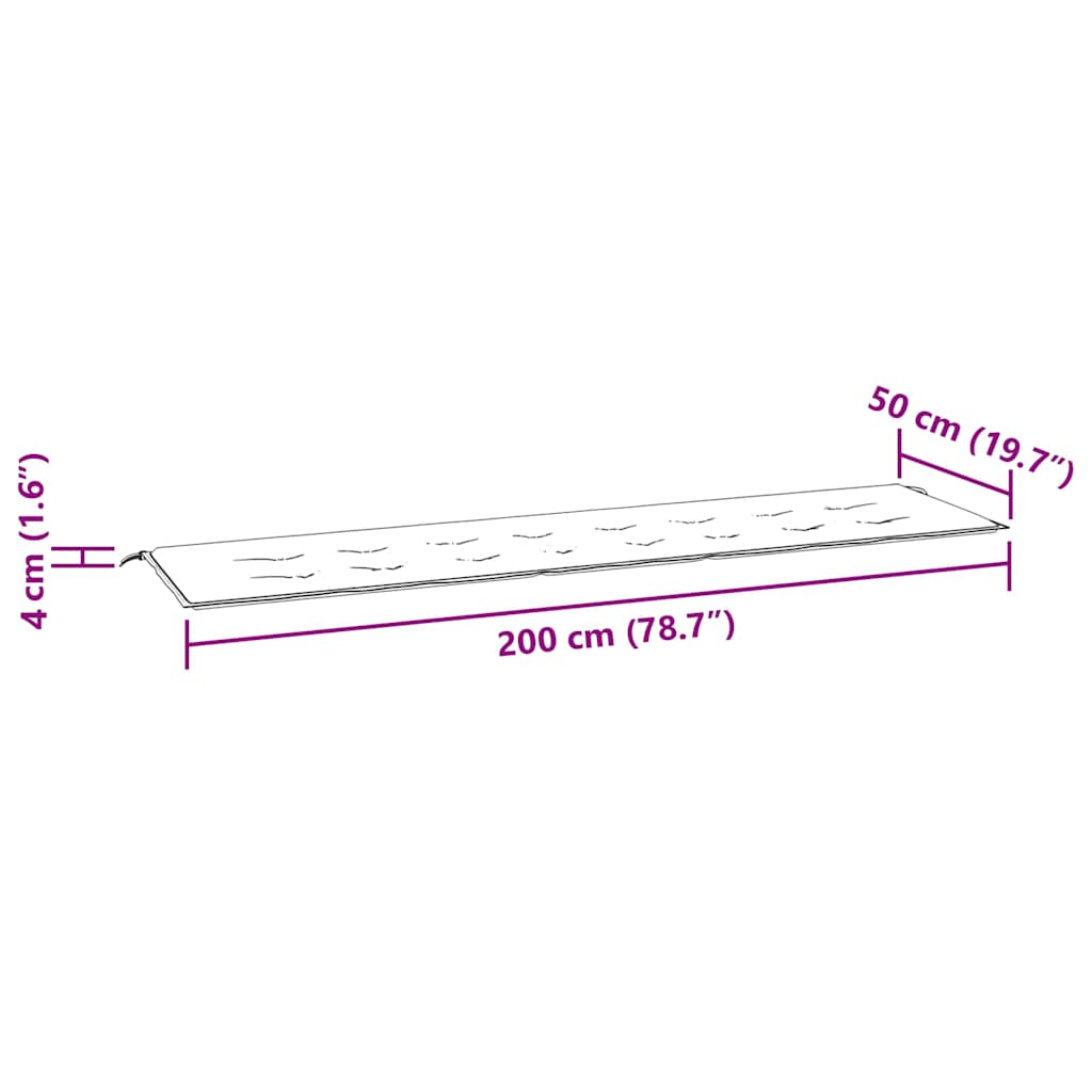 Gartenbank-Auflage Rosa 200x50x4 cm Stoff