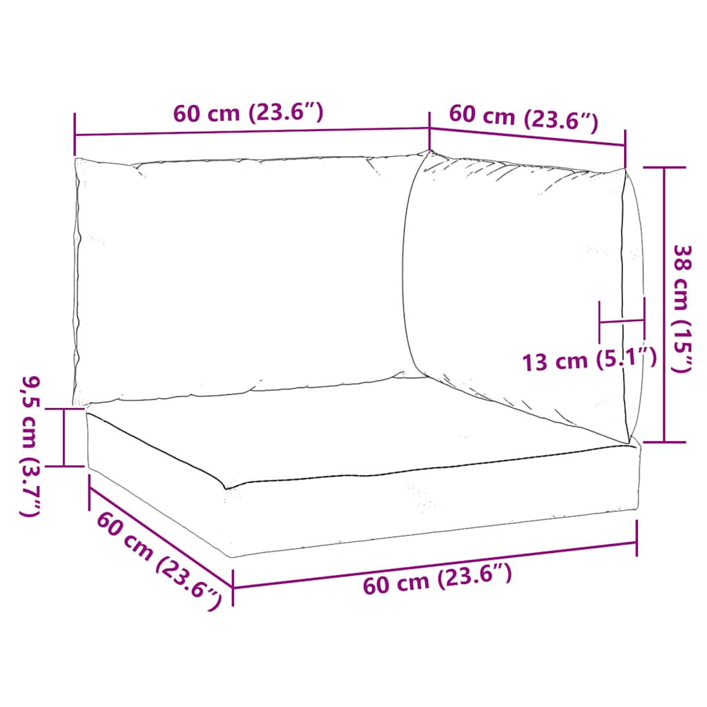 Palettenkissen 3-tlg. Anthrazit Oxford-Gewebe