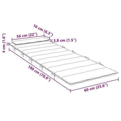 Sonnenliegen-Auflage Blattmuster 180x60x4 cm Oxford-Gewebe
