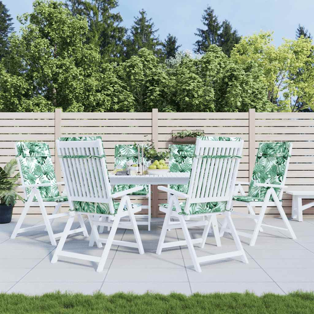 Hochlehner-Auflagen 6 Stk. Blattmuster Oxford-Gewebe