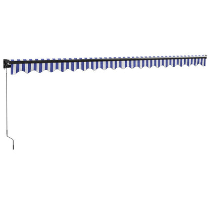 Markise Einziehbar Blau und Weiß 5x3 m Stoff und Aluminium